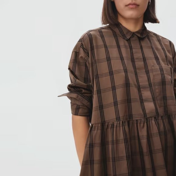 Everlane Brown Plaid Mini Dress - Picture 3 of 14